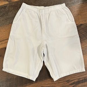 Denim & co d&co white elastic waist shorts with flat front pockets size …